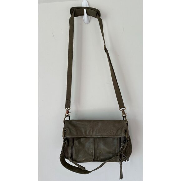 The Sak Olive Green Leather Crossbody Bag With Adjustable Strap & Multiple Zippe - Picture 2 of 16